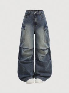 Jeans de Mezclilla de Cintura Media para Mujer, Estilo Boyfriend, Vintage, Oscuros, Transpirables, de Color, Corte Holgado, Verano, Ecológicos, Estilo Urbano Y2K - Product Image 4