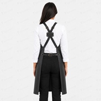 Tablier en cuir pour femme, uniforme de chef, usage restaurant/bar, noir, tissu tissé, fermeture à bouton-pression, manches longues