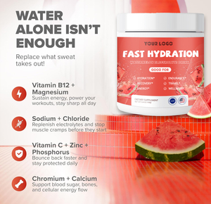 Complément alimentaire de sport en gros 158g Acides aminés Poudre d'électrolytes Nutrition sportive Boisson Prime Hydration Saveur pastèque Mélange - Product Image 3