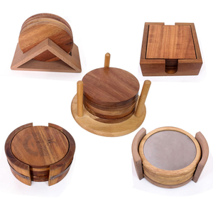 Wholesale Blank Wood <b>coaster</b> Custom Wooden Round Absorbent square <b>Coasters</b> <b>Set</b> for Drinks - Product Image 3