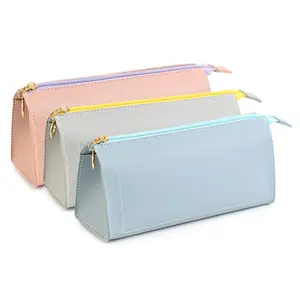 Pu Leather Makeup Cosmetic Pouch Cute Children Girl Portable Stationery Bag Small Simple Pencil Cases Pouch Bag With Zipper