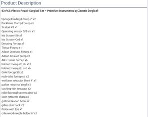 ชุดเครื่องมือผ่าตัดซาร์นาบ 63 ชิ้น คุณภาพสูง ผลิตจากสแตนเลสสตีล ได้รับการรับรองมาตรฐาน CE ระดับ I และ ISO13485 สำหรับการซ่อมแซมและศัลยกรรมทั่วไป - Product Image 5