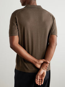 Camiseta Deportiva Casual de Golf para Hombre, Color Marrón, Manga Corta, Logotipo Personalizado, Secado Rápido, Transpirable, de Algodón, Tejido de Punto - Product Image 3