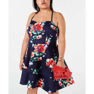 Women's Trendy Floral Fit <b>Flare</b> Dress <b>Sequin</b> Hearts Red XS Size Breathable Casual for Club Day Occasions Customizable OEM ODM - Product Image 3