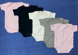 Vêtements doux pour bébé Barboteuses élégantes d'été Combinaison unie à pois et rayures en coton biologique pour nouveau-né à manches courtes Vente en gros - Product Image 2