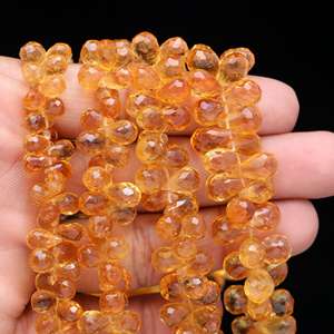 Vente chaude Citrine Naturelle Larme Briolette Perles Miel Citrine Côté Percé Goutte Forme Gemme Perles Premium Bijoux Seulement - Product Image 1