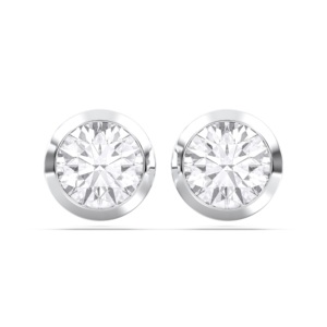 2.00 Carat Cut Moissanite Diamond E-F/VVS-VS Bezel <b>Set</b> Push Back <b>Stud</b> <b>Earring</b> Handcrafted Sterling <b>Silver</b> for Parties Gifts - Product Image 6