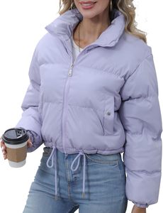 2025 tendencia Mujer dos tonos Casual cuello mujer chaqueta acolchada venta al por mayor chaquetas de bombardero para mujeres de talla grande - Product Image 4