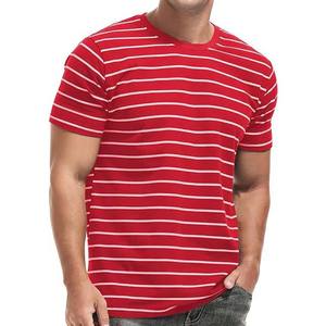 T-shirt à rayures et col rond pour hommes T-shirt décontracté en coton OEM taille personnalisée respirant séchage rapide de qualité supérieure grande taille pour hommes Hip Hop - Product Image 1