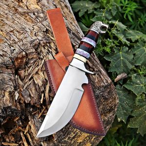 Cuchillo de caza de acero J2 hecho a mano personalizado con mango de resina Protector de acero J2 Borde parcialmente dentado Camping y senderismo Garantía de 3 años - Product Image 2