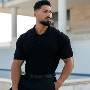 Polo de punto negro liso clásico de negocios y golf personalizado de gran oferta, Polo de manga corta de secado rápido, ropa deportiva y de calle para hombre - Product Image 1