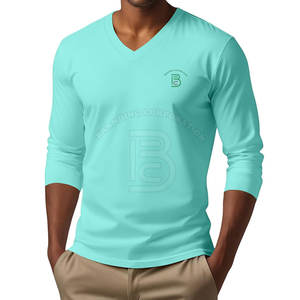 เสื้อยืดแขนยาวคอวีฤดูร้อน น้ำหนักเบา ระบายอากาศได้ดี สไตล์สตรีทแวร์ เสื้อคอวีสไตล์คลาสสิก - Product Image 2