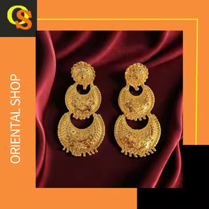 Boucles d'oreilles de haute qualité serties de boucles d'oreilles de style Jhumka plaquées or 22CT bijoux pour femmes par les exportateurs indiens - Product Image 3