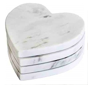White Marble Coasters <b>Set</b> of 4 for Drink Natural Wood And Marble Mango coaster Made In India - Product Image 5