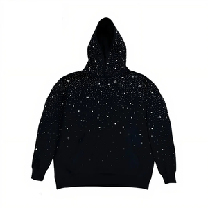 100% Cotton Heavyweight Cropped Oversized Hoodie Custom Full <b>Jacket</b> Embroidered <b>Rhinestone</b> for Men Solid - Product Image 1