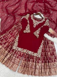 Lehenga Choli Tradicional India para Mujer, Bordado Puro con Lentejuelas, Traje de Fiesta de Invierno, Largo hasta el Suelo, Alta Calidad, Listo para Usar - Product Image 6