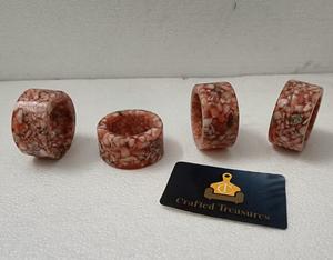 แหวนรองผ้าเช็ดปากหินธรรมชาติเทอร์ราซโซ่ฝังเรซิ่น ตกแต่งโต๊ะงานแต่งงาน ที่วางผ้าเช็ดปาก ราคาดีที่สุด - Product Image 1