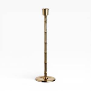 Elegant Gold Metal <b>Tall</b> <b>Candle</b> <b>Holder</b> With Segmented Stem And Round Base For Luxury Home And Event Decor - Product Image 1