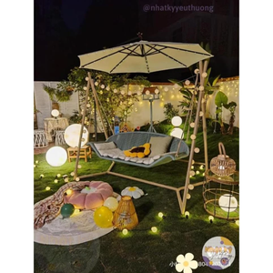 Columpio Metálico Moderno y Elegante para Exteriores, Cojín No Impermeable, para Hotel, Apartamento, Hospital, Sala de Estar, Parque, Asiento para 2 Personas - Duy Phat - Product Image 6