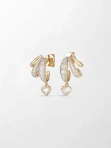 Sweetheart Bezel Drop Lab Grown Diamond <b>Earrings</b> 1.68 Ct GH Color VS Clarity 40 Stones 14K Yellow <b>Gold</b> Romantic <b>Dangle</b> Shine - Product Image 3