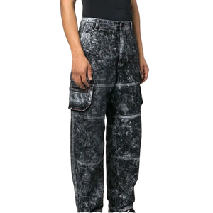 Nouveau élégant hommes Antique lavage grande taille coupe décontractée X-Ray acide lavage Cargo Denim jean taille moyenne poche décoration - Product Image 1