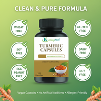 Capsules de Curcuma ODM/OEM, Extrait de Curcumine à 95%, 1000mg par capsule, 60 unités, Supplément de Curcuma de Haute Pureté, Capsules de Curcuma