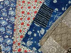 Sanvi K artesanías 100% algodón indio mano bloque acolchado Kantha cama cubierta Gudari Indigo Patchwork impreso 60 'x 90' para uso doméstico - Product Image 5