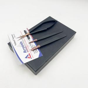 <b>Eyebrow</b> Tweezers Set Wholesale Stainless Steel Spring Scissor Rose Gold With Black Slanted Plucking Tweezers For <b>Hair</b> <b>Removal</b> - Product Image 2