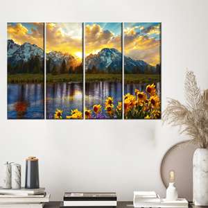 Impression sur toile élégante représentant le paysage de la montagne Grand Teton, 4P : encadrée - Product Image 1