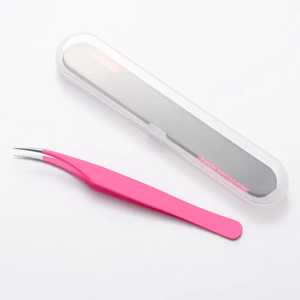 Pinces à épiler pour extensions de cils en acier inoxydable rose et blanc à pointe en fibre par Sevmek Pointed Volume Lash Grip - Product Image 1