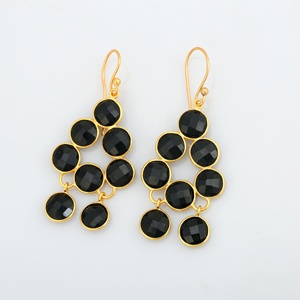 Venta al por mayor de lujo Simple Black Onyx Drop 925 Sterling Silver 18K Gold Plated Diamond Trendy Classic Number Parties Engagements - Product Image 2