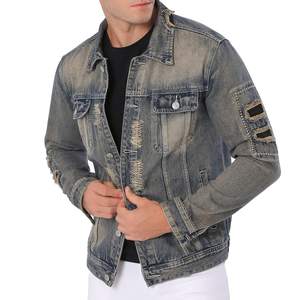 Chaqueta Vaquera Desgastada Estilo Y2K Vintage Personalizada, Chaqueta Desgarrada y Deshilachada para Hombre - Product Image 3