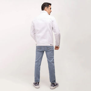 Chaqueta vaquera de hombre de diseño personalizado OEM, pantalones vaqueros delanteros con botones transpirables sólidos para invierno, Color sólido a la moda - Product Image 4