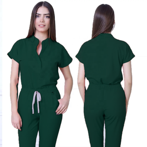 Conjuntos de uniformes médicos elegantes con cierre de cuello levantado y panel de manga corta para uniformes clínicos - Product Image 5