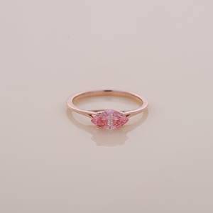Anillo solitario de plata de ley 925 maciza con diamante rosa marquesa de 0,64 quilates, joyería fina para mujer - Product Image 1