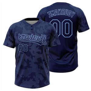 Uniformes de béisbol por sublimación personalizados de alta calidad, camisetas de béisbol de poliéster Unisex con logotipo personalizado para adultos, Color azul oscuro - Product Image 3