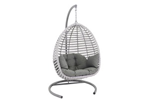 Chaise suspendue en forme d'œuf en macramé en bois pour l'extérieur et l'intérieur des hôtels modernes, jardin, patio pour adultes, support en métal - Product Image 2