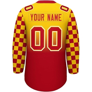 Nouveau 2025 vente chaude hommes col en V Sublimation brodé à manches longues personnalisé hommes maillot de Hockey sur glace - Product Image 5