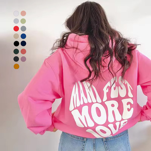 Sudadera con capucha de gran tamaño con hombros caídos para mujer, de algodón 100% Material, Impresión de logotipo personalizado ligero, servicio OEM - Product Image 1