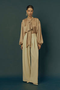 High Quality Golden Blouse for Women ODM Services Made in Vietnam Elegant Casual Style Plus Size Plaid Pattern for Autumn - Product Image 2