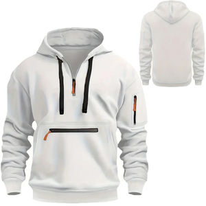 Fabricants OEM Sweat à capuche en coton polaire pour hommes Hip Hop Streetwear brodé Poids lourd Oversize Respirant Quarter Zip Automne US - Product Image 1