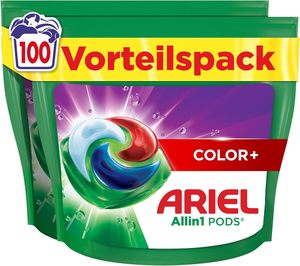 Cápsulas de detergente líquido Ariel Todo en 1, 100 lavados, Color+ Eliminación potente de manchas desde el primer lavado - Product Image 2