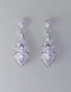 Beautiful Moissanite Sterling Silver Chandelier <b>Earrings</b> with <b>Pearl</b> <b>Diamond</b> Gold Plated for Weddings Engagements Gift for Her - Product Image 3