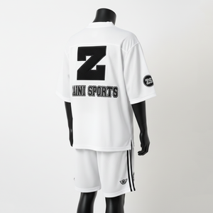 Ensemble short en jersey de polyester léger à motif uni, design de panneau blanc et noir avec logo personnalisé, tissu 190 GSM - Product Image 4