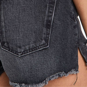 Pantalones cortos de mezclilla de algodón transpirables de cintura alta para mujer Estampado vintage Recto Técnica media Verano Casual Sexy Transpirable Negro - Product Image 3