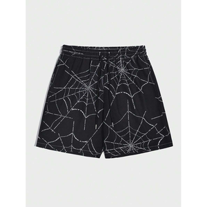 Customized Logo 100% Polyester Boys' Short Casual Quick Dry Lightweight Goth Men Mouth Print <b>Drawstring</b> Waist Shorts - Product Image 1