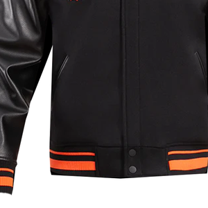 Veste universitaire de qualité supérieure, broderie de logo personnalisée, manches longues en cuir véritable chauffantes, laine unie, bouton d'hiver - Product Image 6