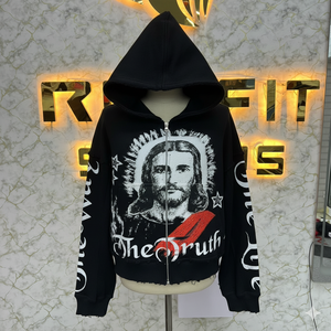 Sweat à capuche zippé pour hommes de Style professionnel qualité supérieure 100% coton fabriqué en usine bouffée imprimé pas cher prix le plus demandé - Product Image 6