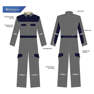 Ansi Class 1 EN ISO 20471เสื้อคลุมกันน้ำคุณภาพสูงผ่านการรับรองการออกแบบแขนยาวแบบผสมผสานผ้าคาร์โก้ - Product Image 5