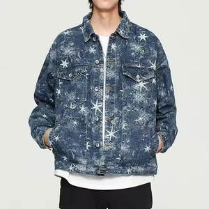 Chaqueta Vaquera con Pedrería de Alta Calidad, Prenda Exterior Elegante, Diseño Personalizado, Ropa Urbana de Moda, Chaqueta Vaquera con Pedrería - Product Image 1